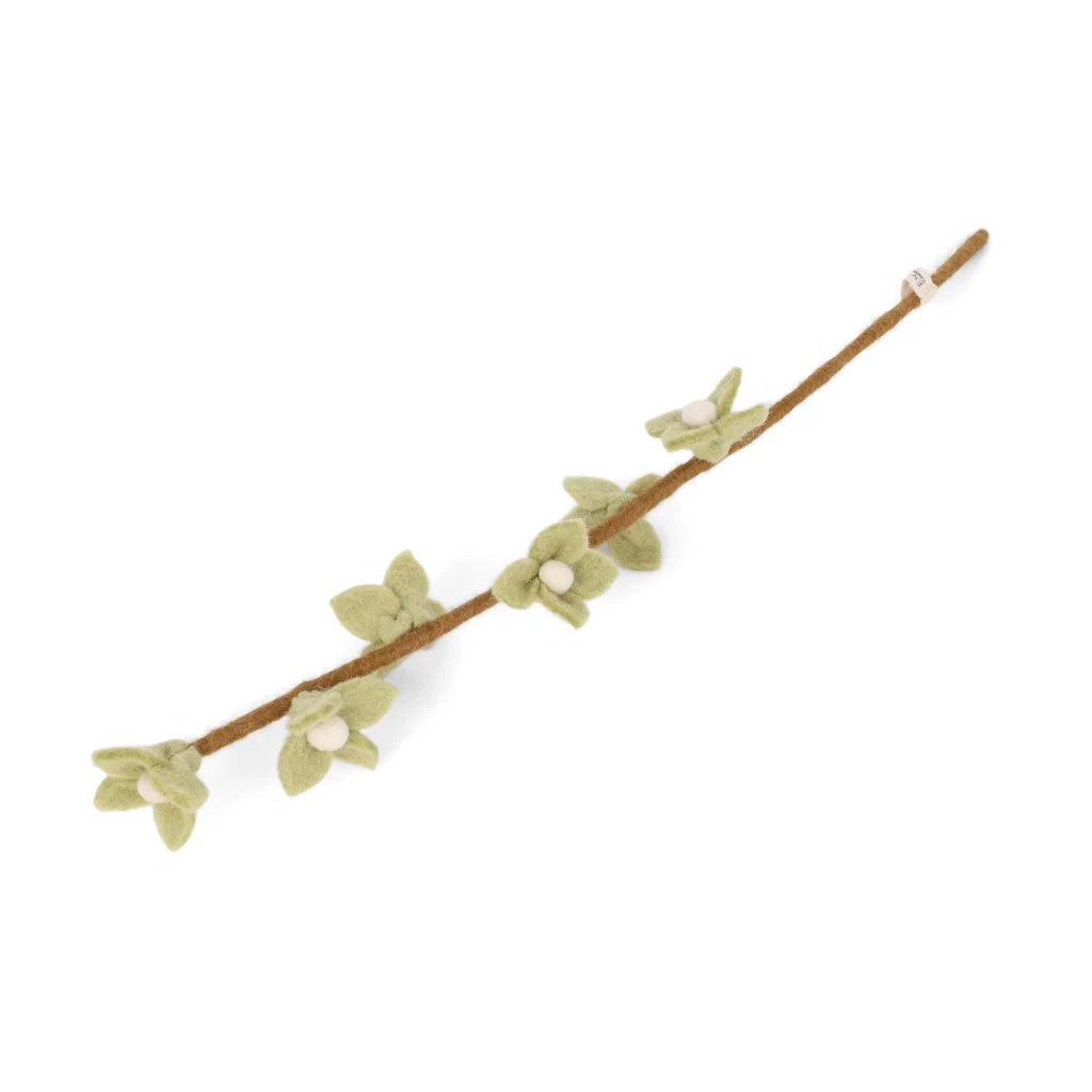 Branche avec fleurs coloris menthe et blanc