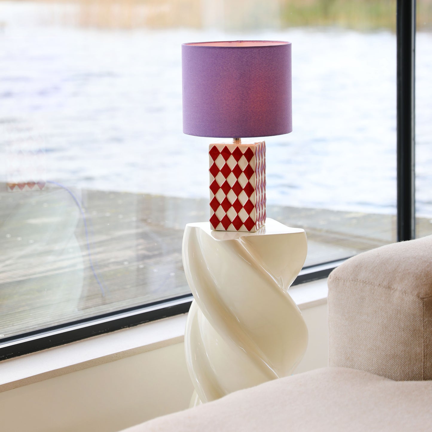 Lampe GRID - tissu parme