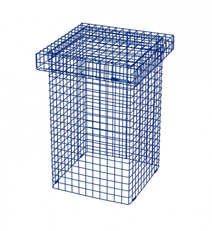 Tabouret en grillage bleu