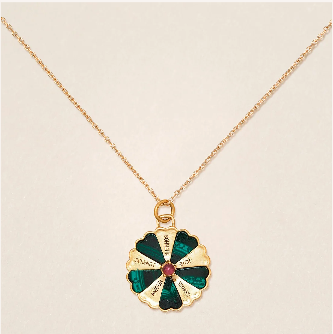 Collier Make a wish Malachite & Quartz