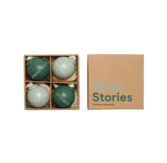Boules de Noël vertes 40 mm (set de 4)