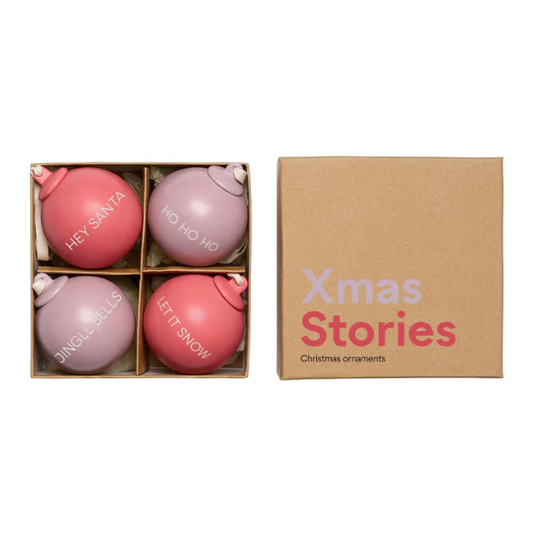 Boules de Noël rouge et parme 60mm (set de 4)