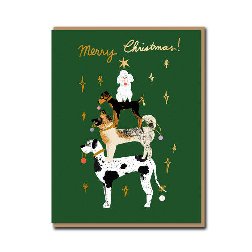 Carte postale - Merry Christmas and dogs