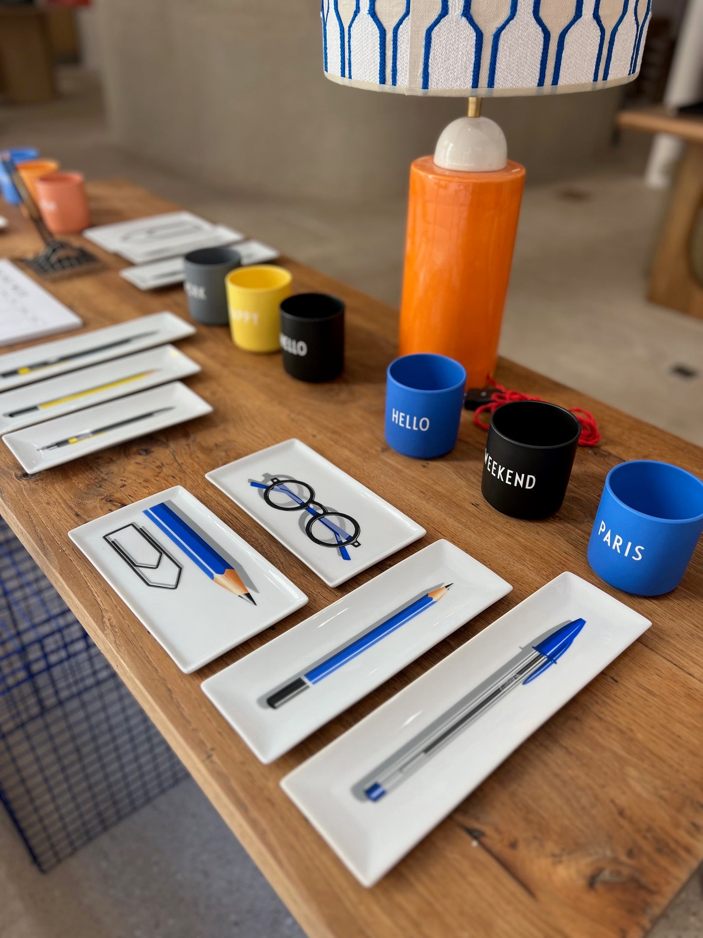 Porte-stylo Crayon bleu