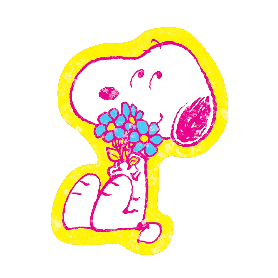 Autocollant  " SNOOPY et fleurs "