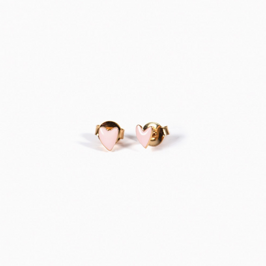 Boucle d'oreille Coeur- rose poudré
