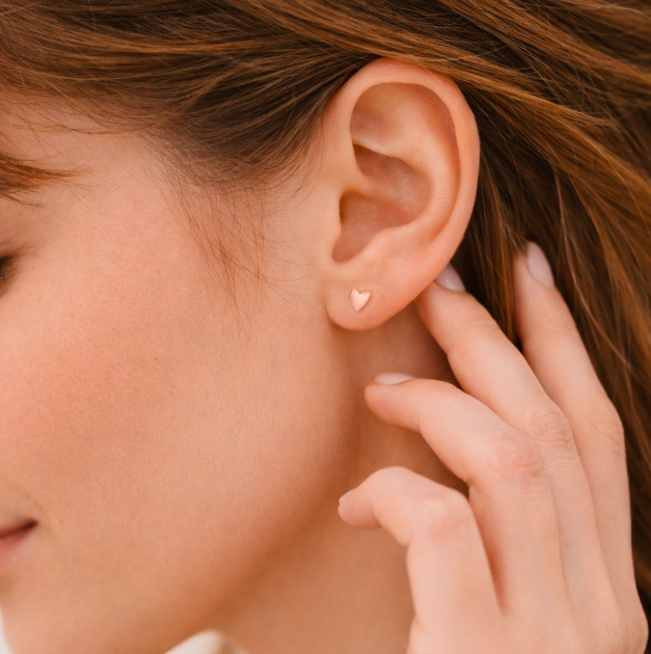Boucle d'oreille Coeur- rose poudré