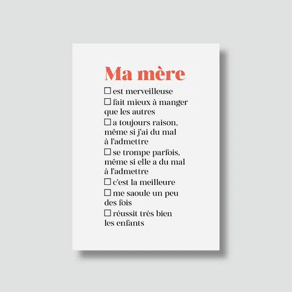 Carte postale MAMAN - à cocher