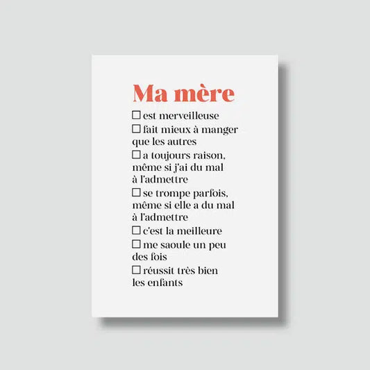 Carte postale MAMAN - à cocher