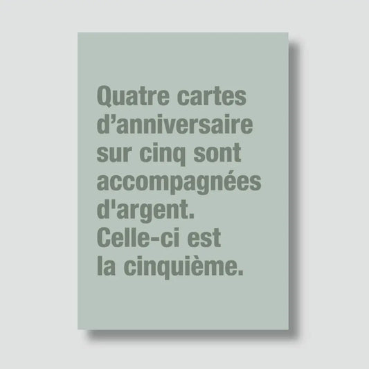 Carte postale - ANNIVERSAIRE- La 5 eme carte