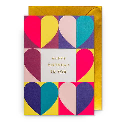 Carte postale - Coeurs & Happy birthday