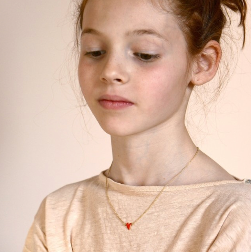 Collier Coeur - vermillon