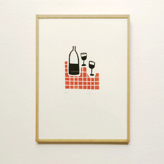 Linogravure "Vis à vis "