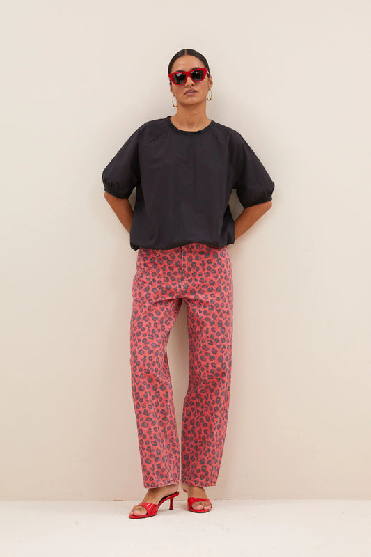 Pantalon Léopard rouge