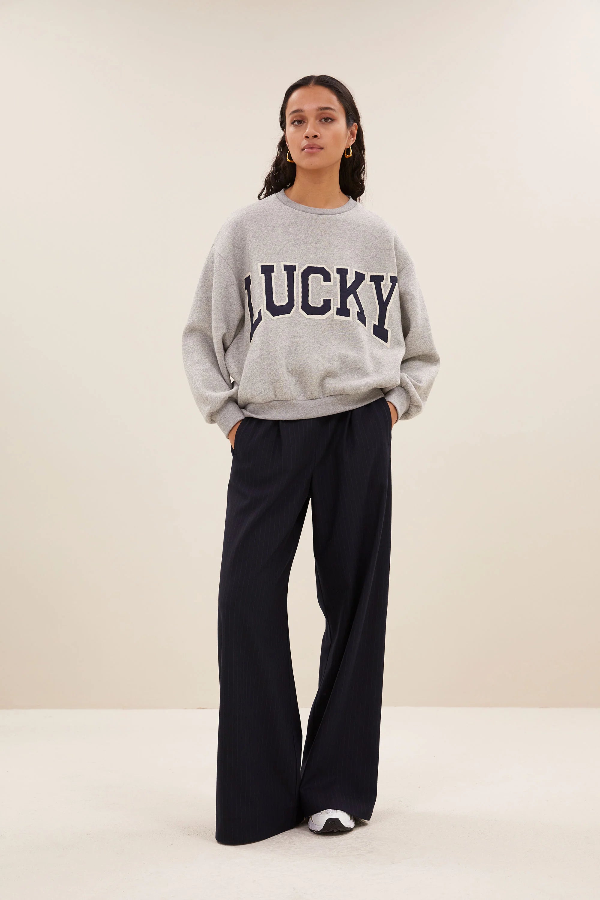 Sweat LUCKY - gris et marine